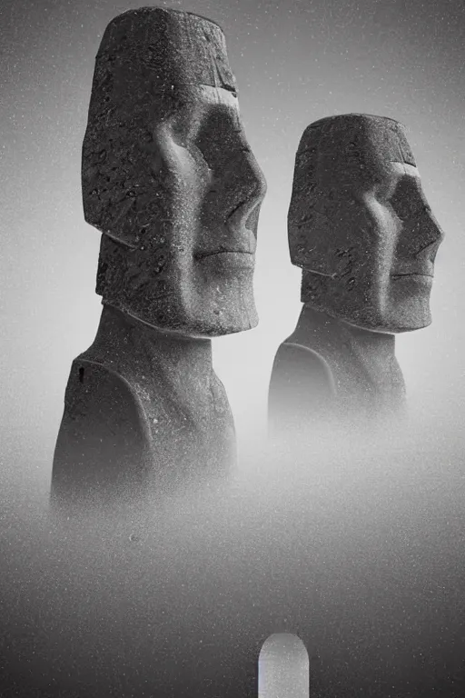 Prompt: moai statue geometric digital illustration cartoon colorful beeple, by thomas kinkade clean sunshine rays thunderstorm