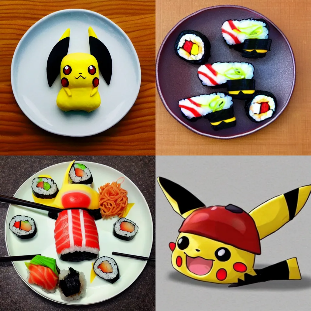 Prompt: A sushi Pikachu