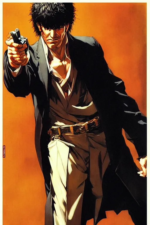 Prompt: attractive man, pulp fiction, painting by j. c. leyendecker, yoji shinkawa, katayama bokuyo