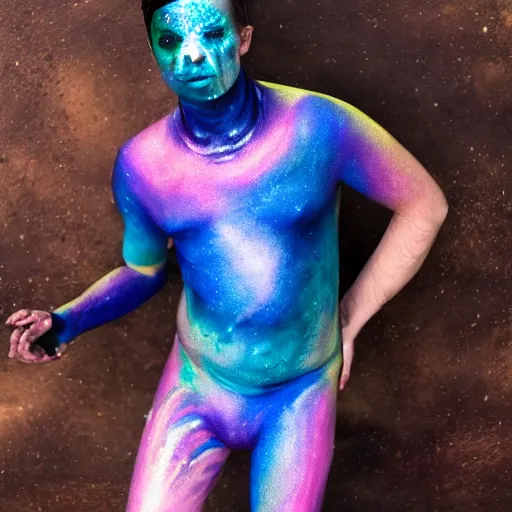 Image similar to iridescent bodypaint on a Swashbuckling space pirate