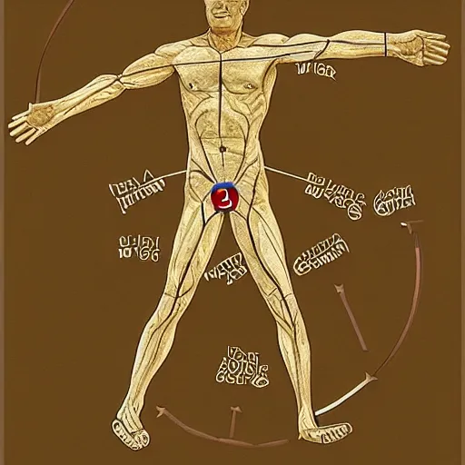 Prompt: donald trump vitruvian man