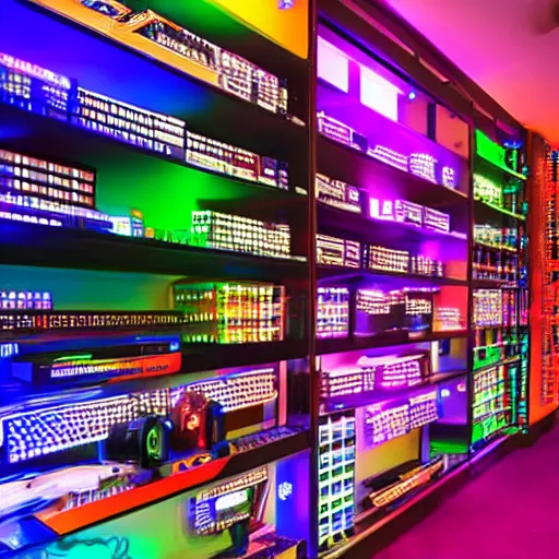 Prompt: rgb gamer library