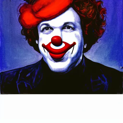 Prompt: tucker carlson, clown portrait