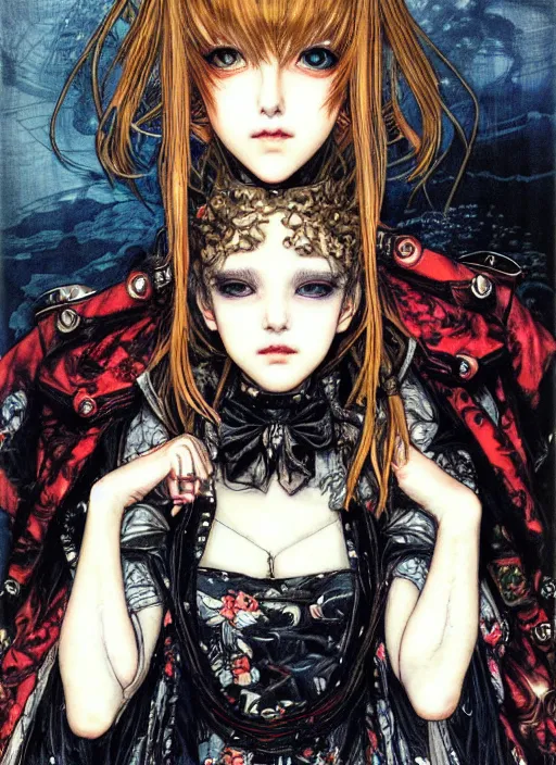 Image similar to a portrait of a pretty sewer punk young lady by ayami kojima #