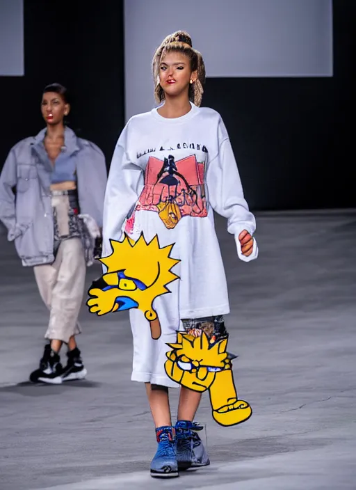 Image similar to hyperrealistic and heavy detailed air jordan runway show of lisa simpson, leica sl 2 5 0 mm, vivid color, high quality, high textured, real life