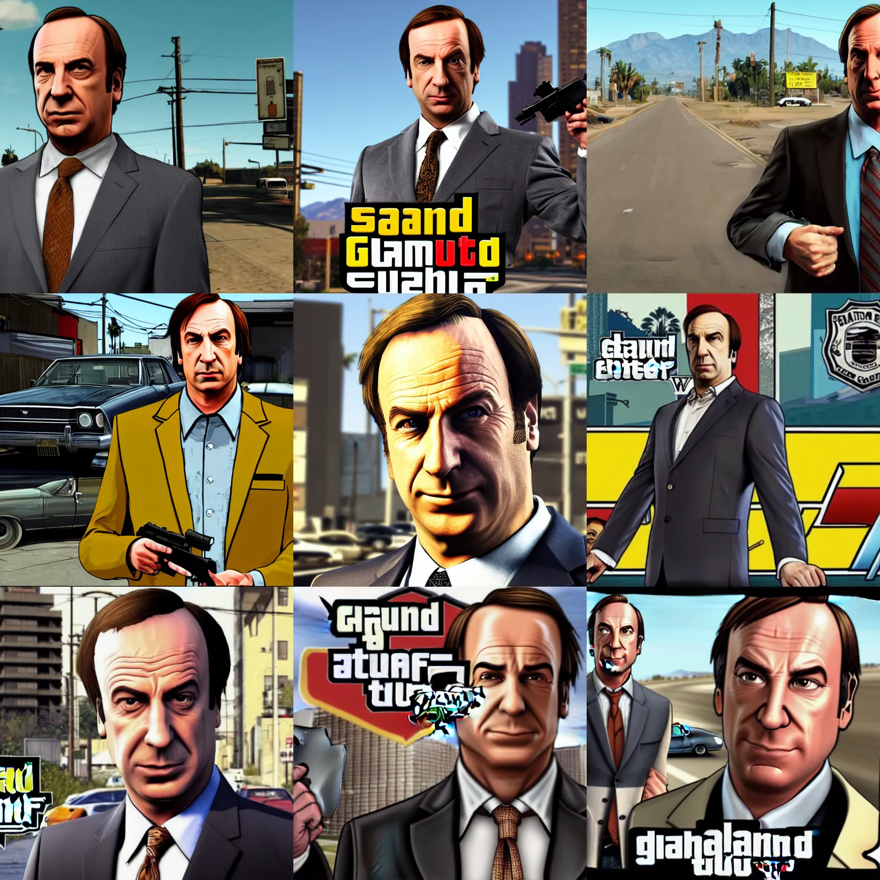 Image similar to saul goodman as a gta v loading screen