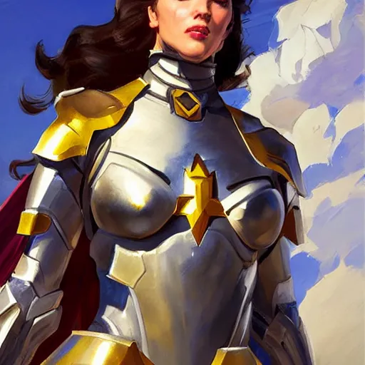 Image similar to greg manchess portrait painting of armored light wonderwoman as overwatch character, medium shot, asymmetrical, profile picture, organic painting, sunny day, matte painting, bold shapes, hard edges, street art, trending on artstation, by huang guangjian and gil elvgren and sachin teng