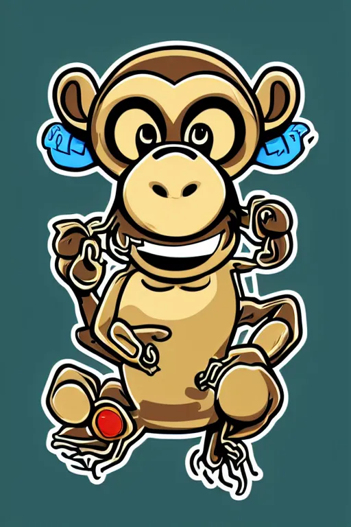 Image similar to Weed smoking monkey, sticker, andromorphic, colorful, illustration, highly detailed, simple, smooth and clean vector curves, no jagged lines, vector art, smooth