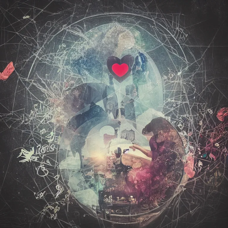 Image similar to double exposure of dally life, symbols of live, explosion, love is the most relevant theme, love is infinity, love is begin of all, 8 k resolution, artistic mode, artistic, trending on instagram, long exposure, love art, serious, fantasy and dreams vibes, mushrooms style and macro style