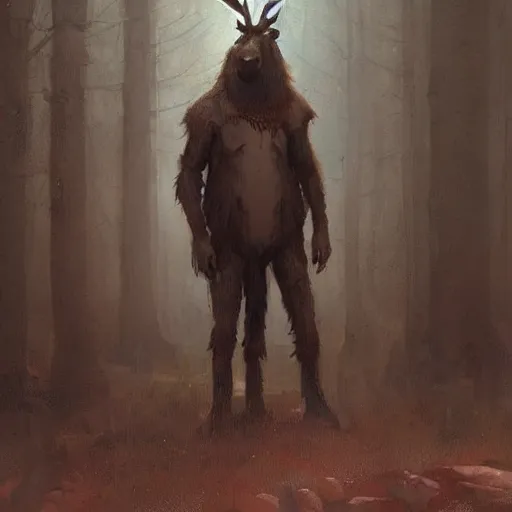 Image similar to anthropomorphic moose man by greg rutkowski