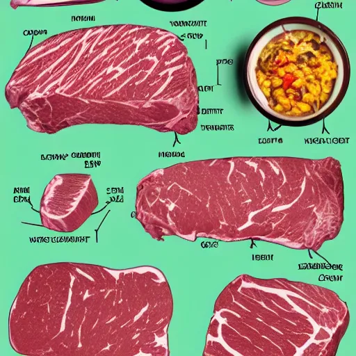 Image similar to detailed schematic of steak