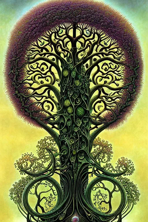 Image similar to tree of life by roger dean and andrew ferez, art forms of nature by ernst haeckel, divine chaos engine, symbolist, visionary, art nouveau, botanical fractal structures, organic, detailed, realistic, surreality