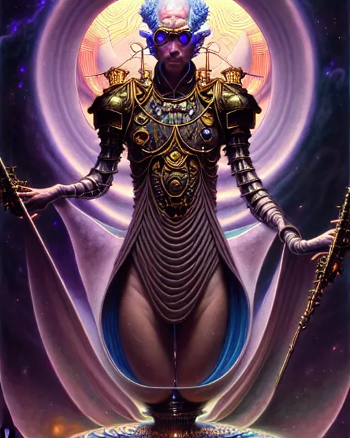 Image similar to the emperor tarot card, fantasy character portrait made of fractals, ultra realistic, wide angle, intricate details, the fifth element artifacts, highly detailed by peter mohrbacher, hajime sorayama, wayne barlowe, boris vallejo, aaron horkey, gaston bussiere, craig mullins