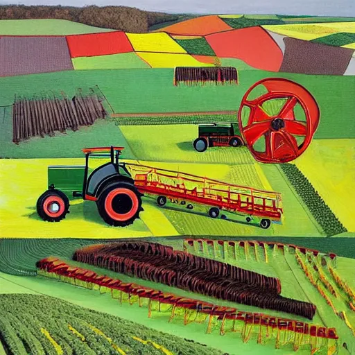 Prompt: agricultural machinery taking over the world, machine revolution, art by alex jay brady