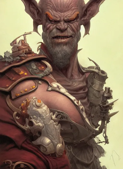 Prompt: portrait of grey goblin priest by artgerm and Craig Mullins, James Jean, Andrey Ryabovichev, Mark Simonetti and Peter Morbacher 16k