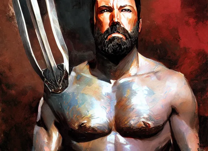 Image similar to a highly detailed beautiful portrait of ben affleck as as kratos, by gregory manchess, james gurney, james jean