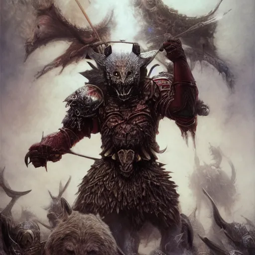 Image similar to anthropomorphic wolf, skullknight armor, metal fangs, fantasy 3 d render, masterpiece, red aura, by donato giancola and greg rutkowski and wayne barlow and zdzisław beksinski, realistic face