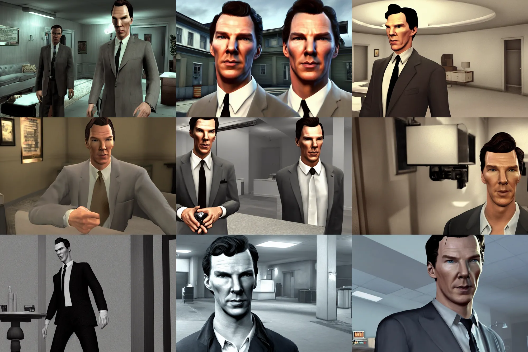 Prompt: a screenshot of benedict cumberbatch in the video game la noire. 3 d rendering. unreal engine. amazing likeness. very detailed. cartoon caricature.