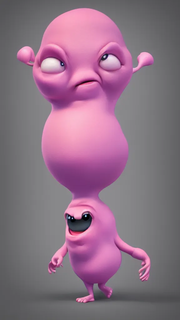 Prompt: a funny character blob, charismatic and intelligent, 3 d design, ambient occlusion, soft body, post - processing, colorful, pink colors, pixar studio style