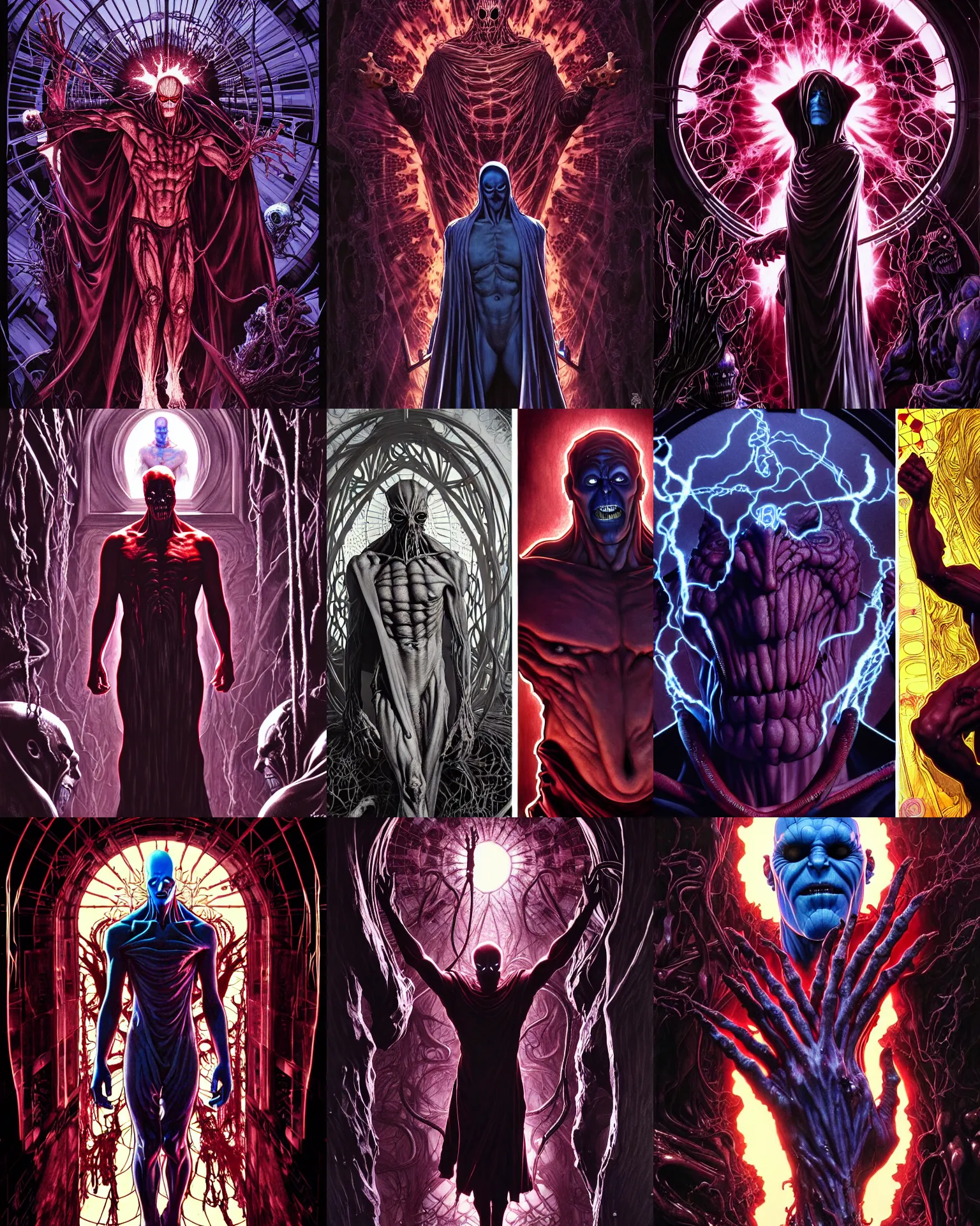 Prompt: the platonic ideal sin city of cletus kasady ultimate carnage thanos dementor doctor manhattan chtulu nazgul, detailed, intricate, hyperrealism, intense, scary, decay, dmt, art by brock hofer and artgerm and greg rutkowski and alphonse mucha