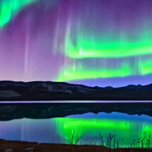 Prompt: a photo of a girl standing in a lake looking at the entire universe, ethereal, aurora borealis