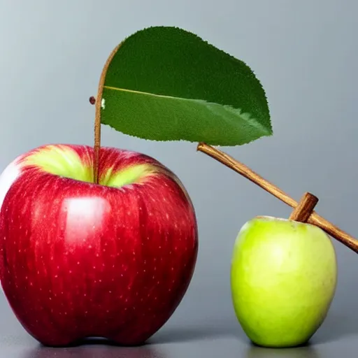 Image similar to an apple lifting weight