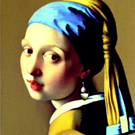 Prompt: girl with a pear earring by vermeer