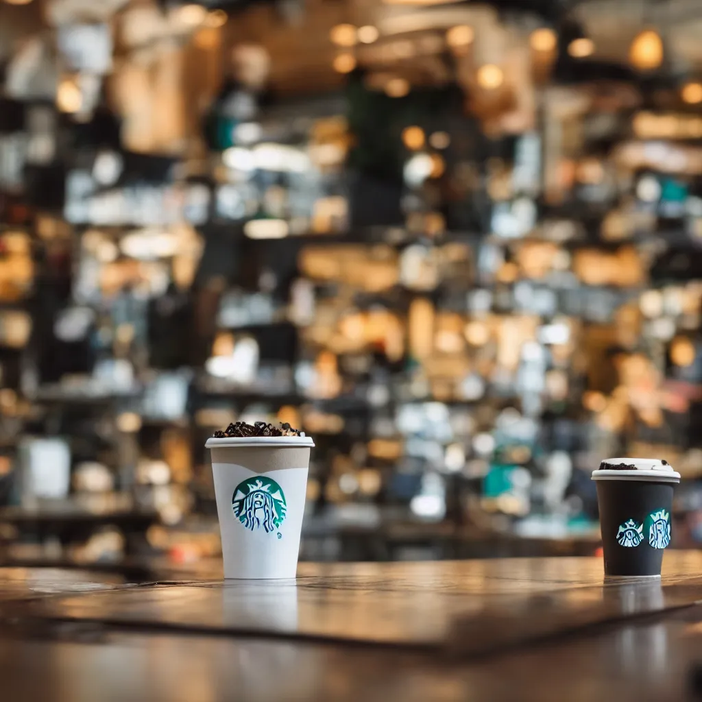 Image similar to Sonic having a cup of tea at starbucks. Beautiful composition, hyperrealistic, 50 mm f 1.2, medium shot, indoor smooth light