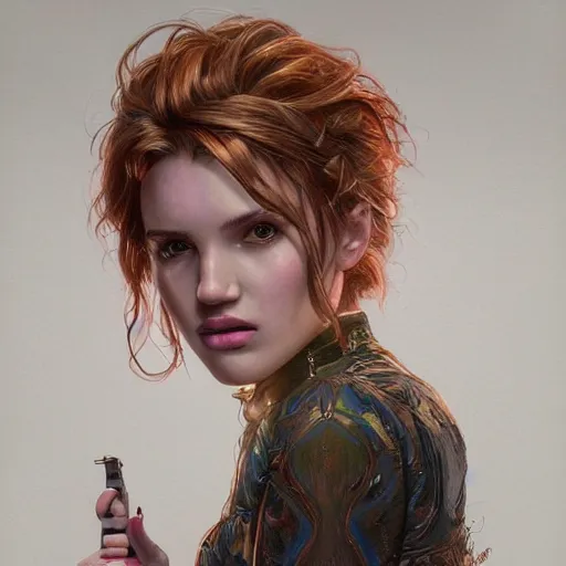 Image similar to ultra realistic illustration, bella thorne in goosebumps, intricate, elegant, highly detailed, digital painting, artstation, concept art, smooth, sharp focus, illustration, art by artgerm and greg rutkowski and alphonse mucha