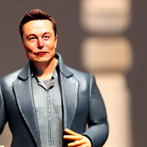 Image similar to elon musk posable action figure toy, product photo, 8 k