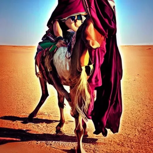Prompt: beautiful burqa's woman, ride horse in saharan, dress like taliban, sharp eyes, photorealistic faces, handling riffle on chest, shooting pose, dust, cinematic, dynamic pose, pinterest
