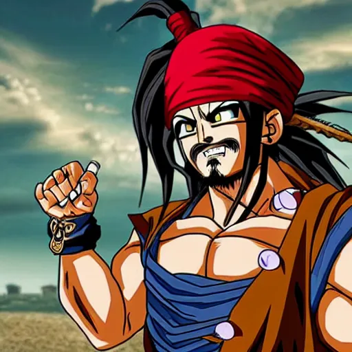 Prompt: Jack Sparrow as a dragon ball character
