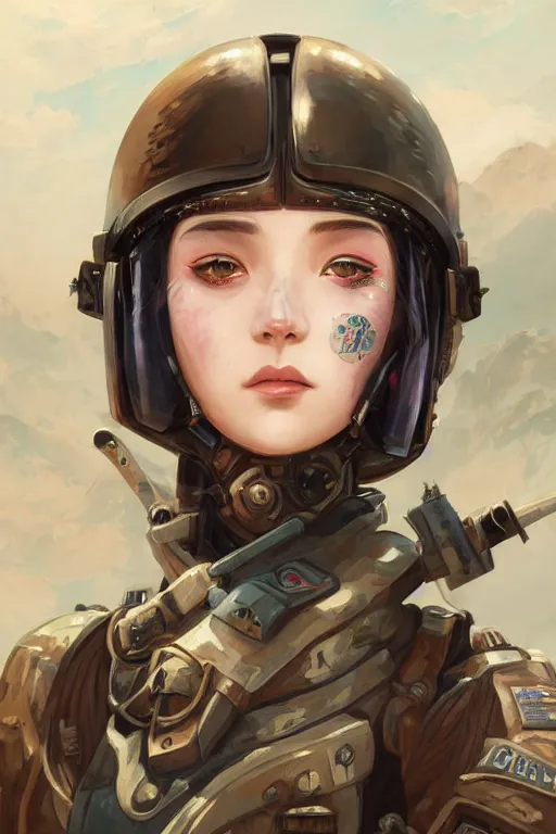 Prompt: portrait of dieselpunk blackpink jisoo soldier girl, helmet, desert, armored, highly detailed, digital painting, face detail, sharp focus, art, illustrations by loish and rossdraws and ayanamikodon and wlop and irakli nadar