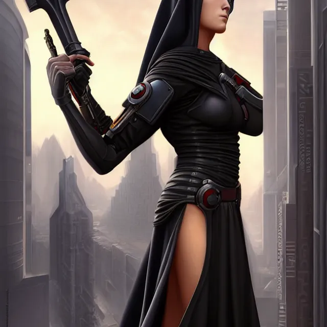 Image similar to cyberpunk nun warrior artgerm anne stokes highly detailed 8 k hdr smooth sharp focus high resolution award - winning photo photorealistic