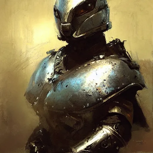 Prompt: portrait of warrior otter, shiny armor, by jeremy mann.