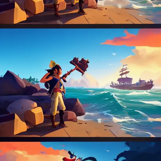 Image similar to painting treasure on sea of thieves game smooth median photoshop filter cutout vector, behance hd by jesper ejsing, by rhads, makoto shinkai and lois van baarle, ilya kuvshinov, rossdraws global illumination