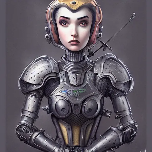 Image similar to Lofi portrait with armor, Pixar style by Joe Fenton and Stanley Artgerm and Tom Bagshaw and Tim Burton