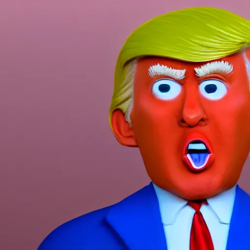 Image similar to Portrait of Donald Trump in the style of claymation by Wes Anderson. 8k Resolution.