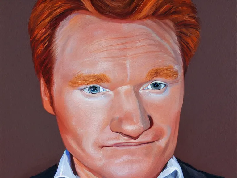 Prompt: portrait of conan o'brien with an hand on his chin, painting by jose malhoa, high detail, high resolution