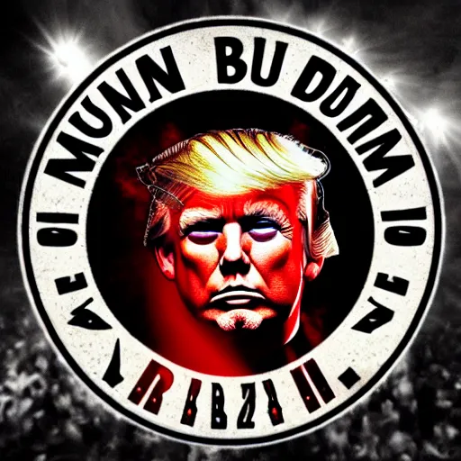 Prompt: an album cover from the band burzum of donald trump with laser eyes, 8 k, trending on art station