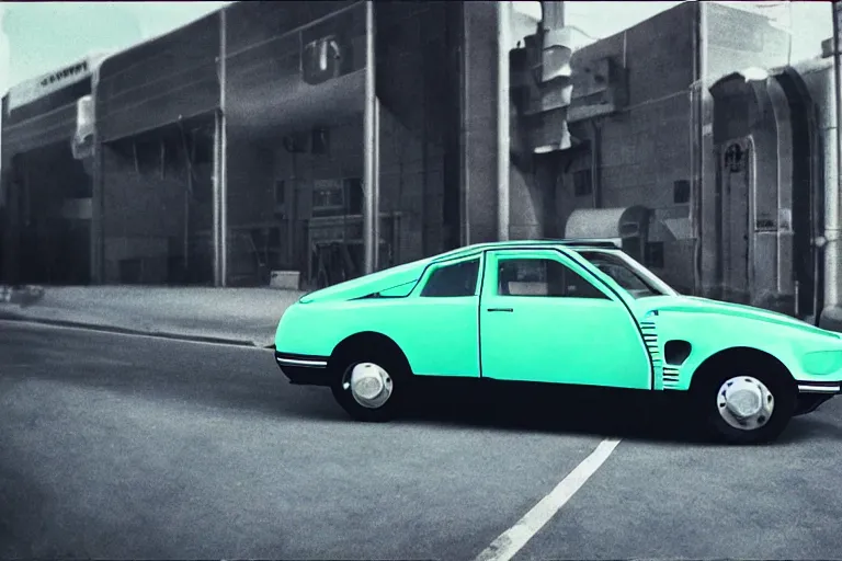 Prompt: stylized poser of a single 1973 Citroen F1, thick neon lights, ektachrome photograph, volumetric lighting, f8 aperture, cinematic Eastman 5384 film