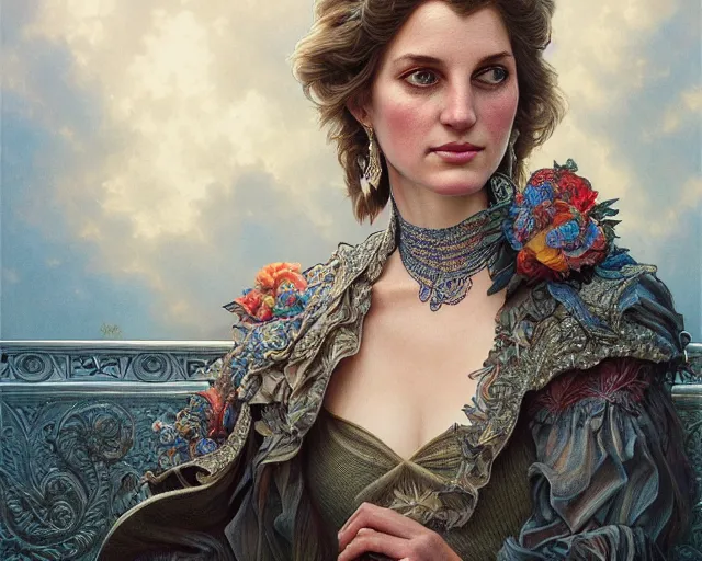 Prompt: photography of laurie lipton, deep focus, d & d, fantasy, intricate, elegant, highly detailed, digital painting, artstation, concept art, matte, sharp focus, illustration, princess diana, art by artgerm and greg rutkowski and alphonse mucha