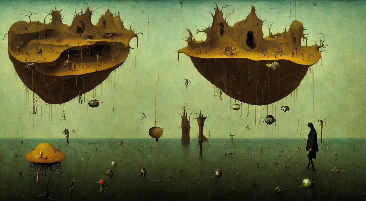 Image similar to single flooded simple!! hive anatomy, very coherent and colorful high contrast masterpiece by franz sedlacek hieronymus bosch dean ellis simon stalenhag rene magritte gediminas pranckevicius, dark shadows, sunny day, hard lighting