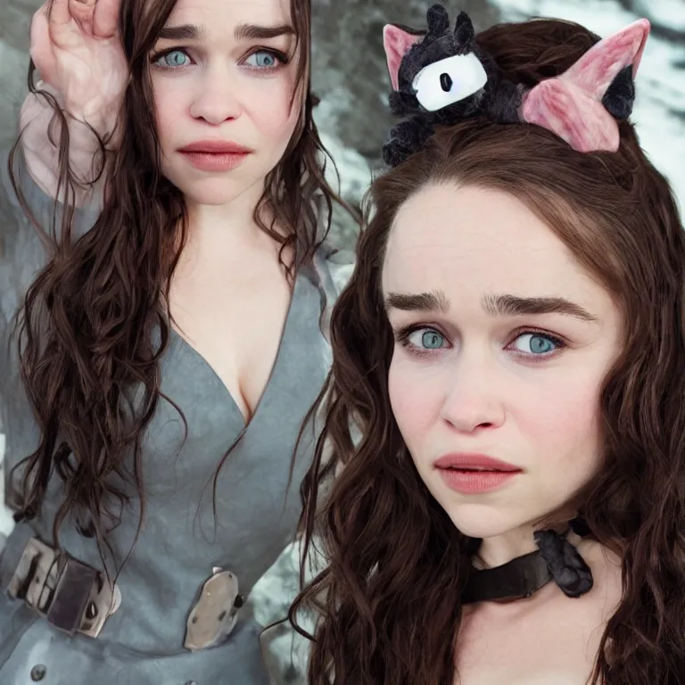 Image similar to Emilia Clarke looks like catgirl in style of anime