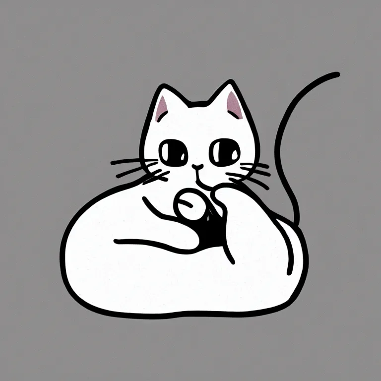 Image similar to a curled up cat illustration, sticker, trending on art station, minimal, sharp, satisfying, 8 k