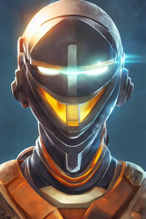 Image similar to epic mask helmet robot ninja portrait stylized as fornite style game design fanart by concept artist gervasio canda, behance hd by jesper ejsing, by rhads, makoto shinkai and lois van baarle, ilya kuvshinov, rossdraws global illumination radiating a glowing aura global illumination ray tracing hdr render in unreal engine 5