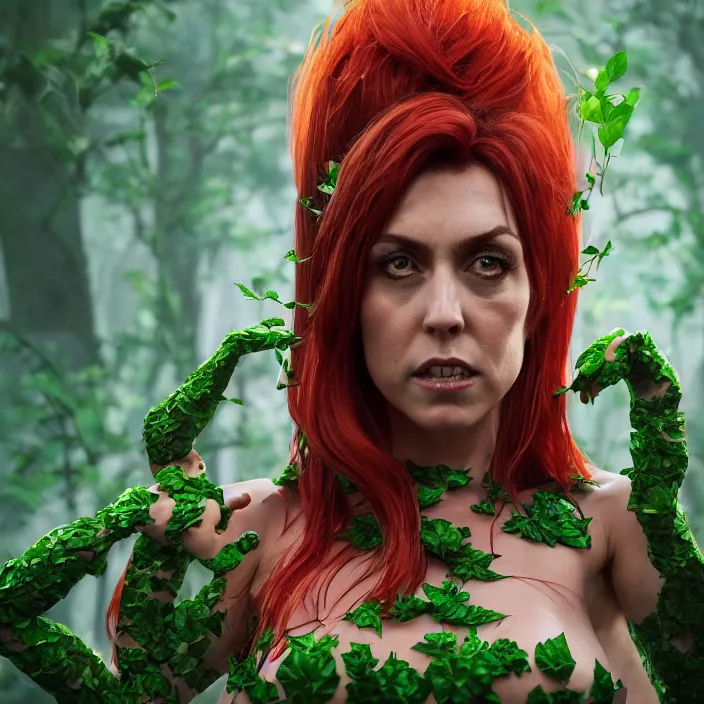 Image similar to portrait of Melanie C as a Poison Ivy. intricate artwork. by Tooth Wu, wlop, beeple, dan mumford. octane render, trending on artstation, greg rutkowski very coherent symmetrical artwork. cinematic, hyper realism, high detail, octane render, 8k