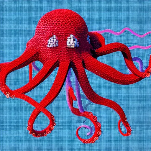 Image similar to octopus voxel art, octopus with many tentacles, voxels, artstation, well lit hd render