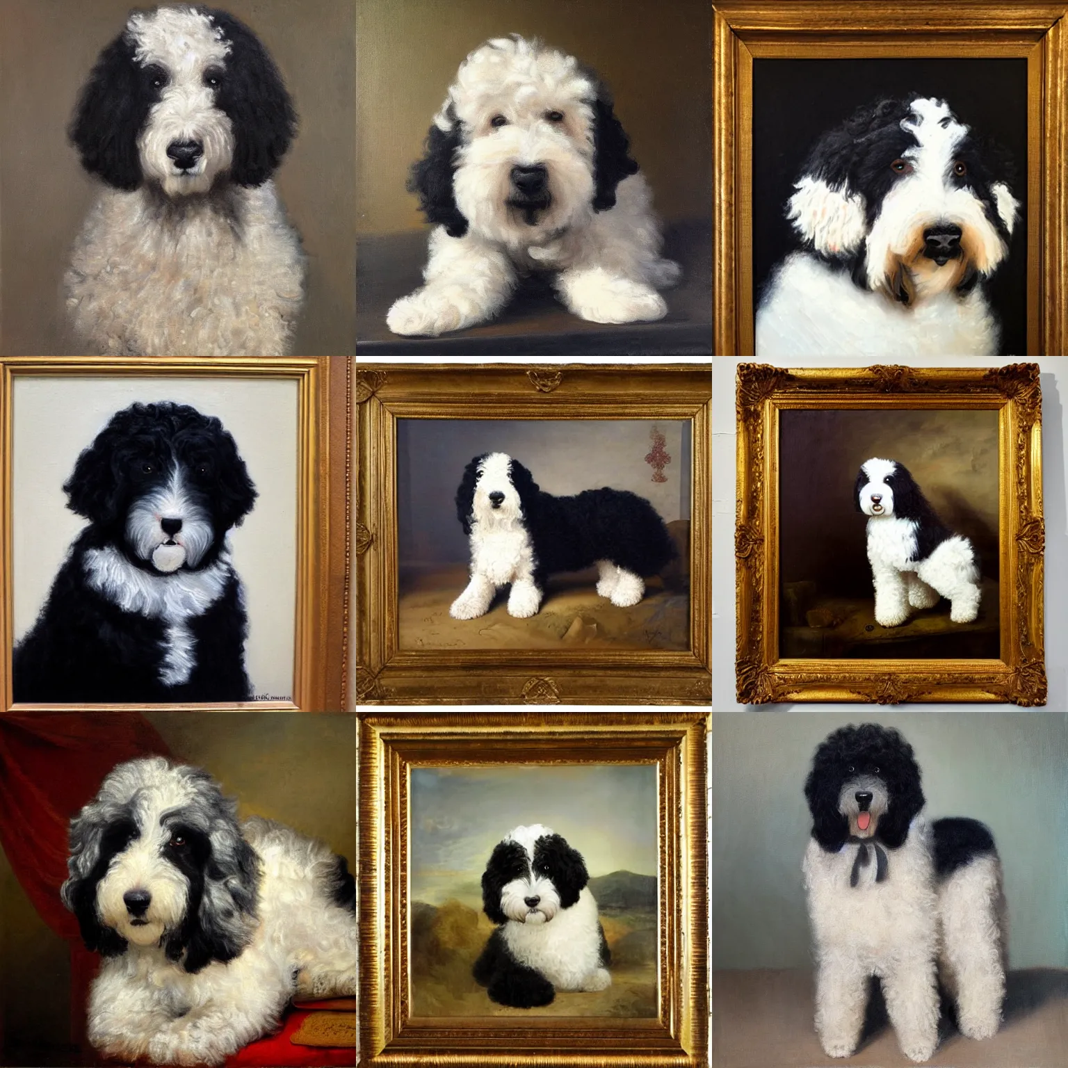 Prompt: sheepadoodle, oil painting by rembrandt