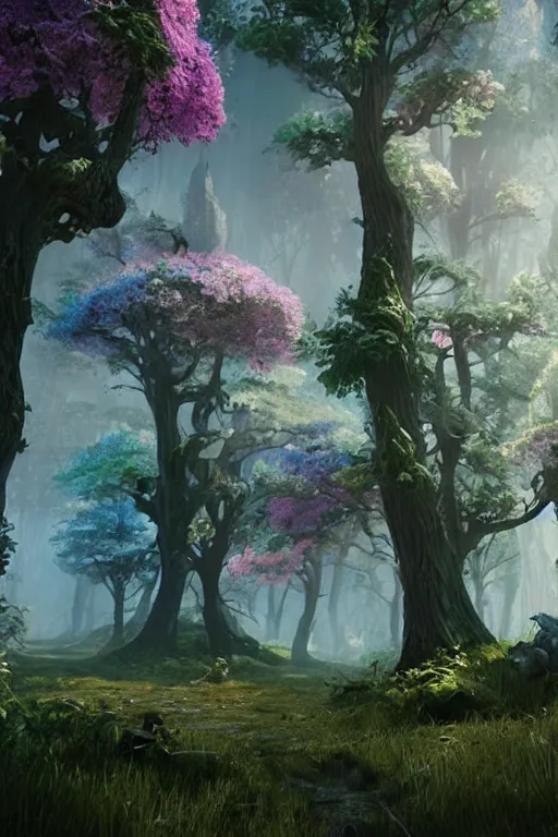 Image similar to a fancy candy forest, unreal engine, realistic, fantasy scenic, atmospheric